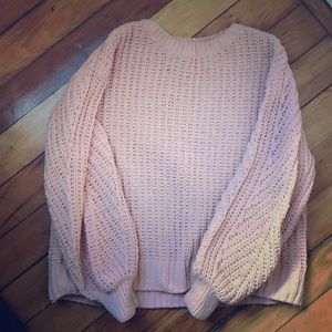 Baby pink worn soft sweater